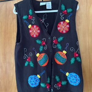 Bobbie Brooks Black Vest with Embroidered Accents